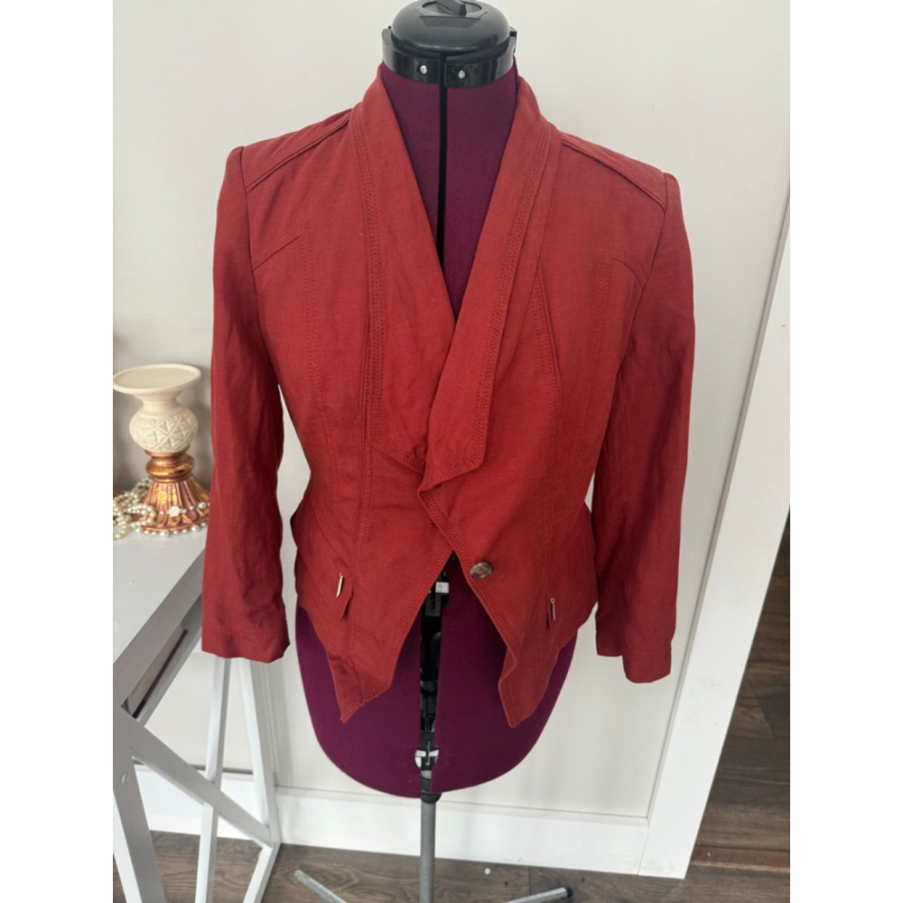 White House Black Market Linen Cropped Jacket 4